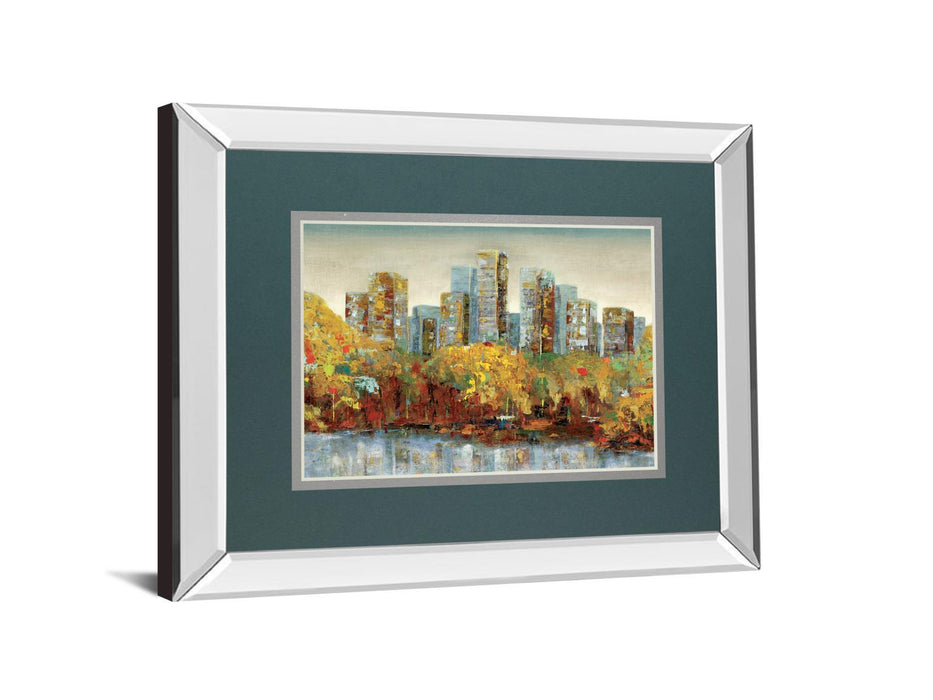 Central Park By Carmen Dolce - Mirror Framed Print Wall Art - Gold