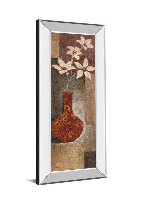 Baroque Floral l By Rosie Abrahams - Mirror Framed Print Wall Art - Red