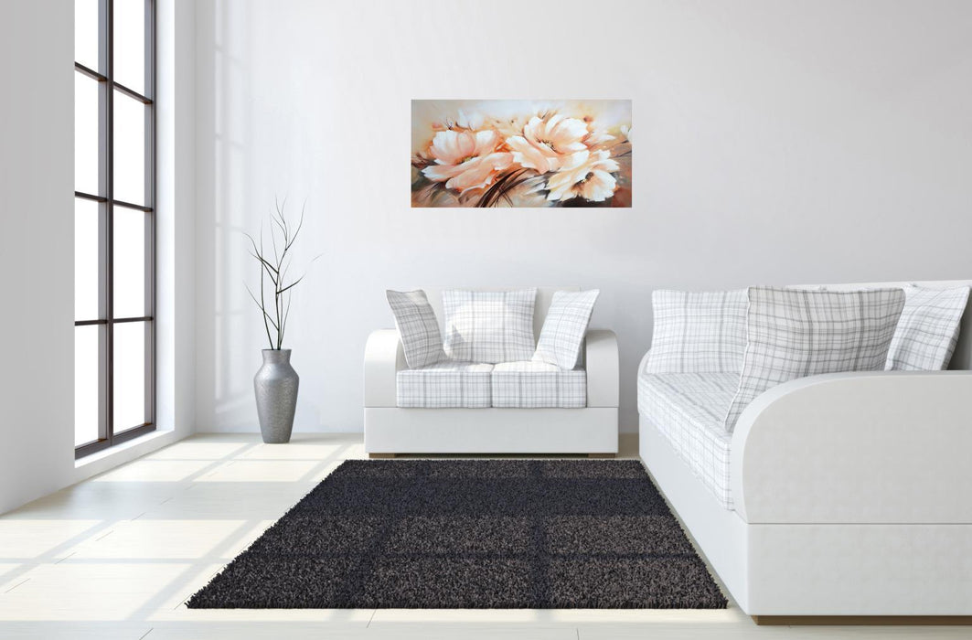 Hand Painted Textured Canvas in Frame - Beige