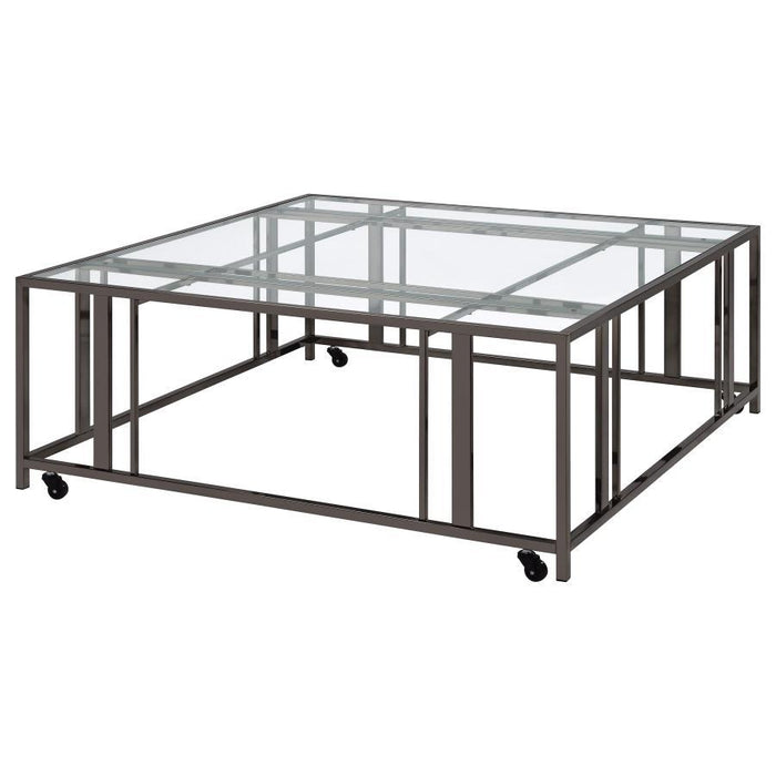 Adri - Square Glass Top Coffee Table With Casters