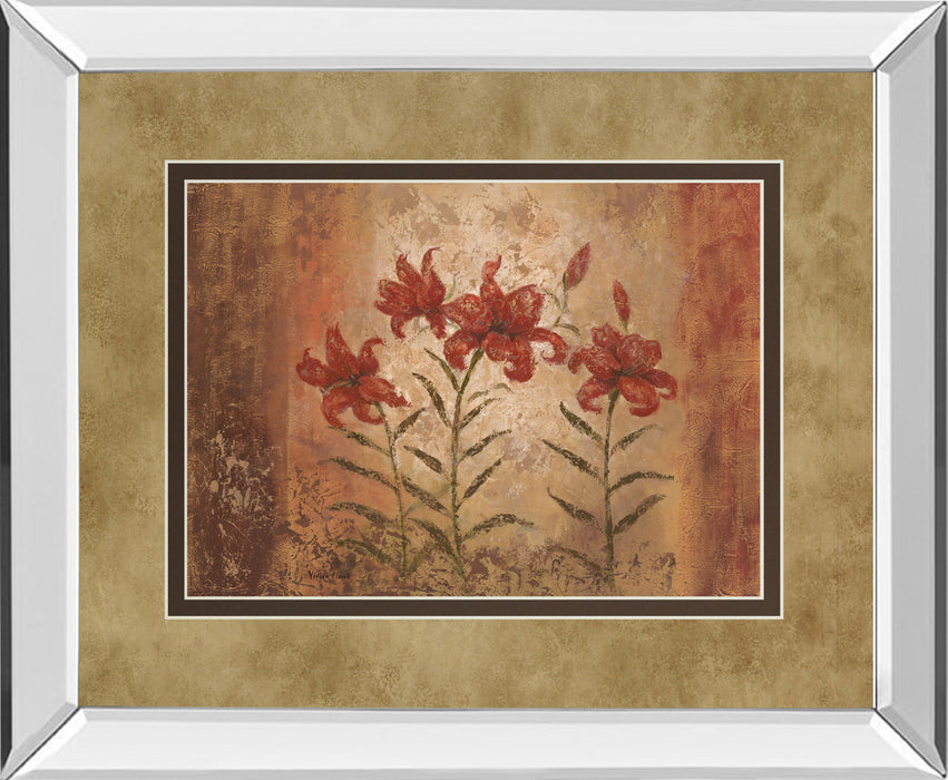 The Lily Style By Vivian Flasch - Mirror Framed Print Wall Art - Red