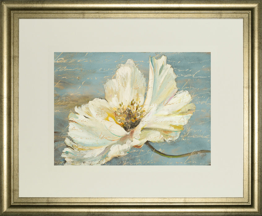 White Peony By Patricia Pinto - Framed Print Wall Art - Blue