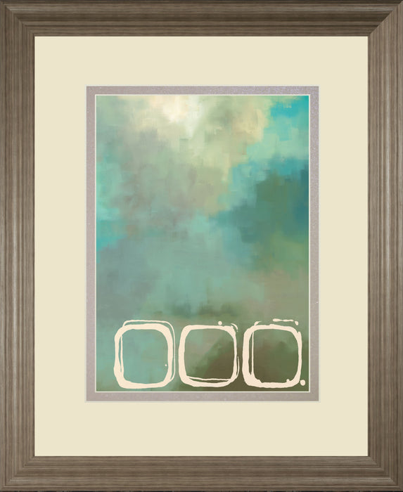 Retro In Aqua And Khaki Il By Laurie Maitland - Framed Print Wall Art - Blue