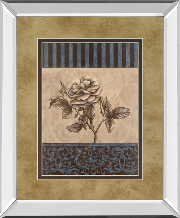 Rose Refined Il By Carol Robinson - Mirror Framed Print Wall Art - Blue