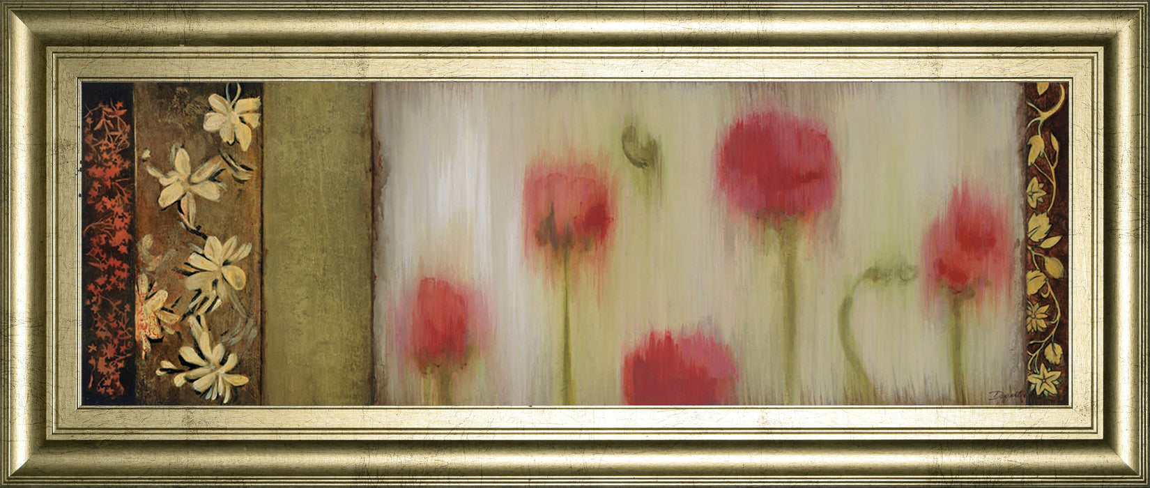 Rain Flower Il By Dysart - Framed Print Wall Art - Red