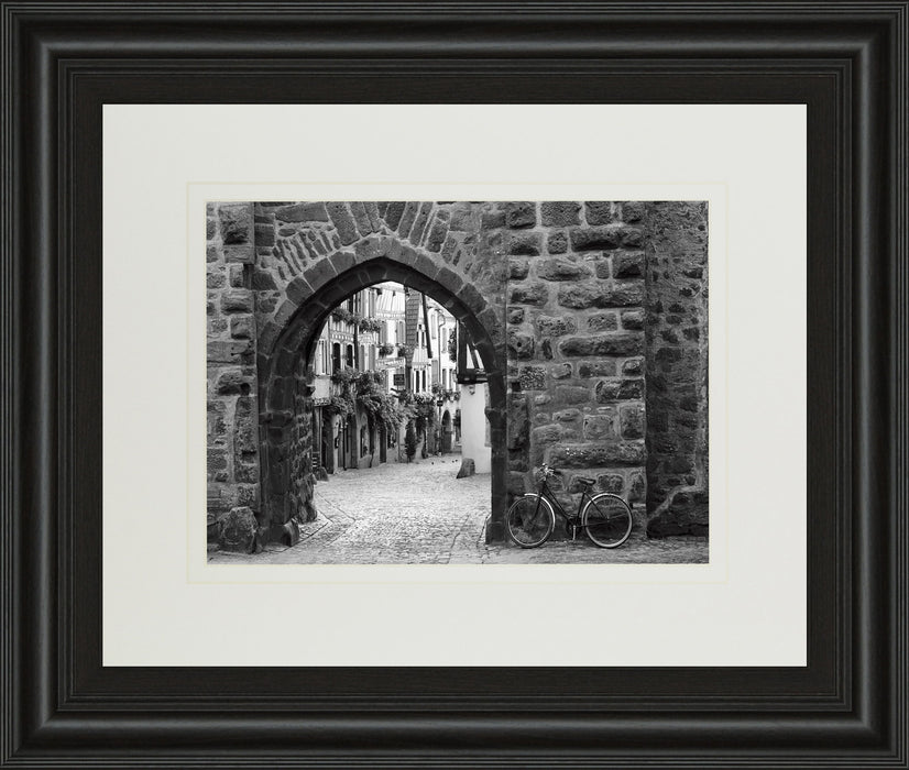 Bicycle Of Riquewihr By Monte Nagler - Framed Print Wall Art - Black