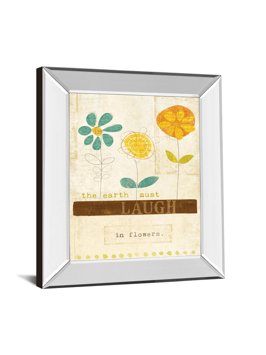 Laugh In Flowers By Mollie B - Mirror Framed Print Wall Art - Orange