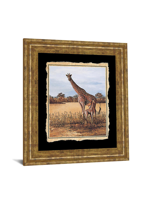 Giraffe - Framed Print Wall Art - Beige