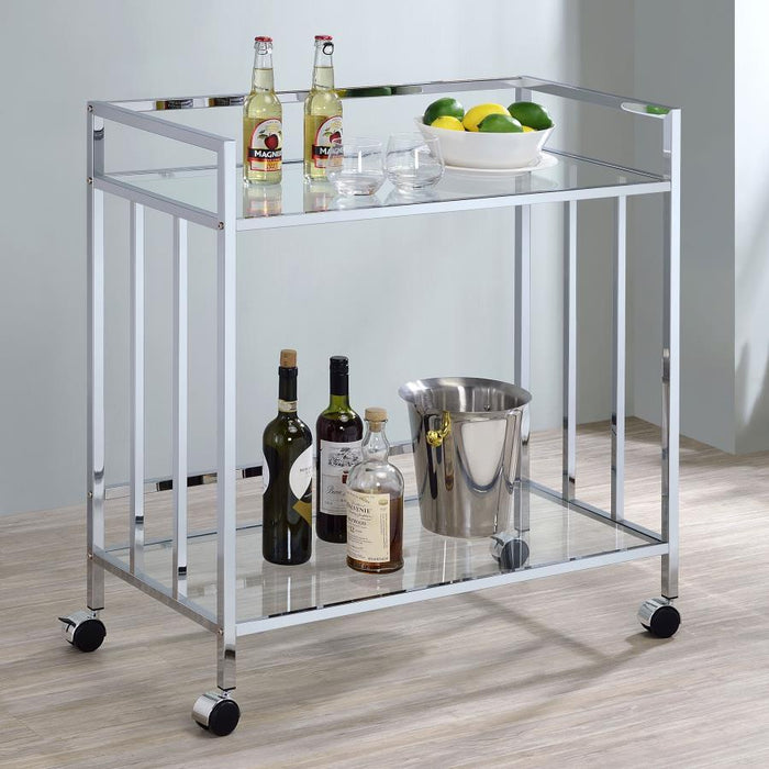 Cara - 2-tier Rectangular Glass Shelf Metal Bar Cart