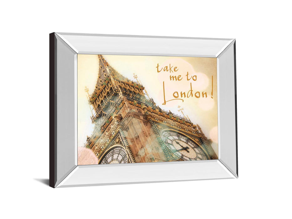 Take Me To London By Emily Navas - Mirror Framed Print Wall Art - Beige