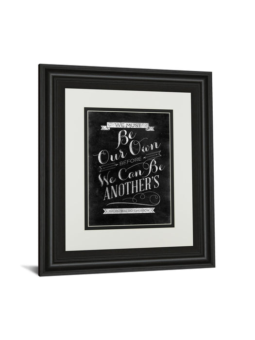 Be Our Own By Sd Graphic - Framed Print Wall Art - Black