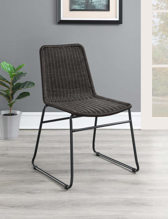 Dacy - Faux Rattan Metal Dining Side Chair (Set of 2) - Brown