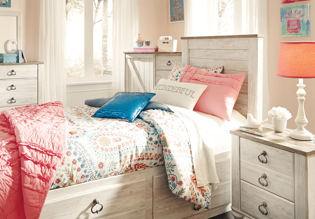 Willowton  Panel Bed With 2 Storage Drawers