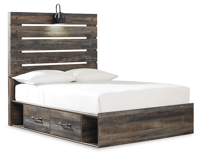 Drystan Twin Panel Bed with 2 Storage Drawers with Mirrored Dresser, Chest and Nightstand