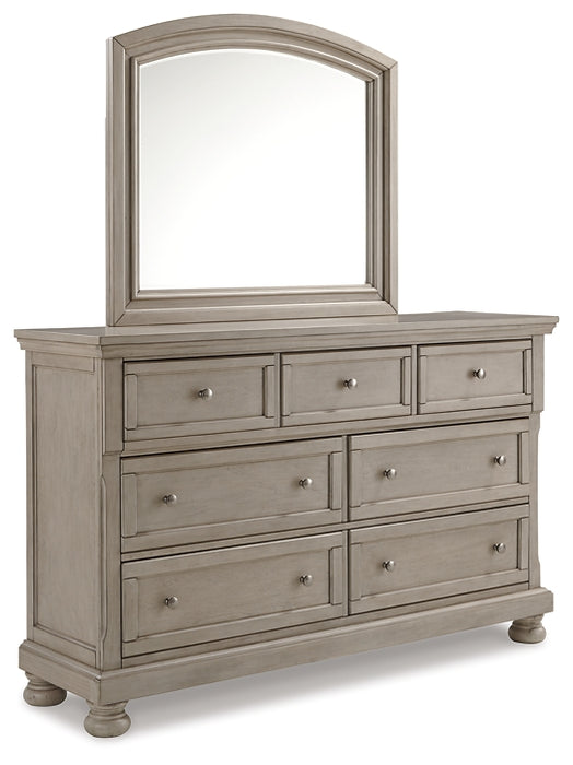 Lettner Queen Panel Bed with Mirrored Dresser, Chest and 2 Nightstands