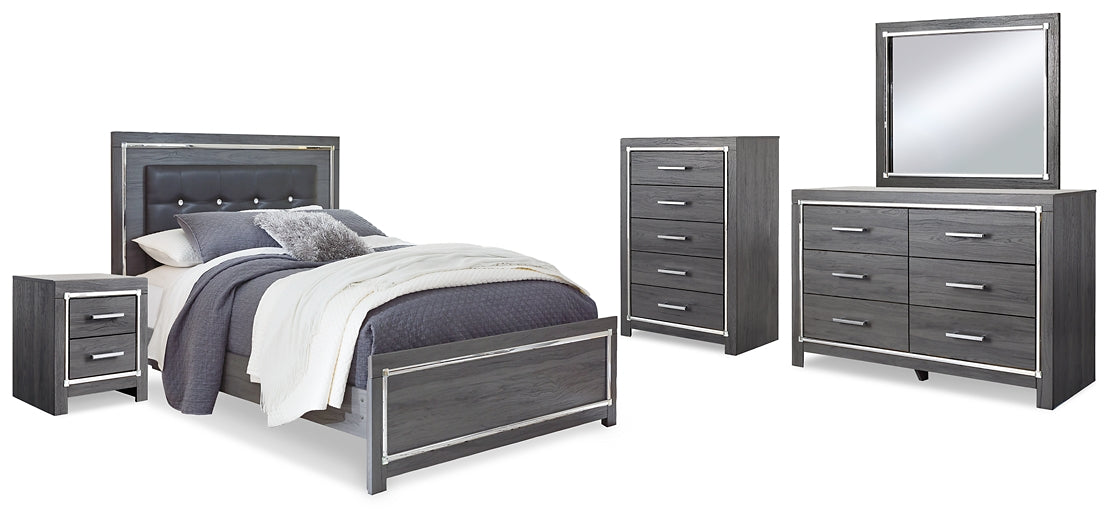 Lodanna Queen Panel Bed with Mirrored Dresser, Chest and Nightstand