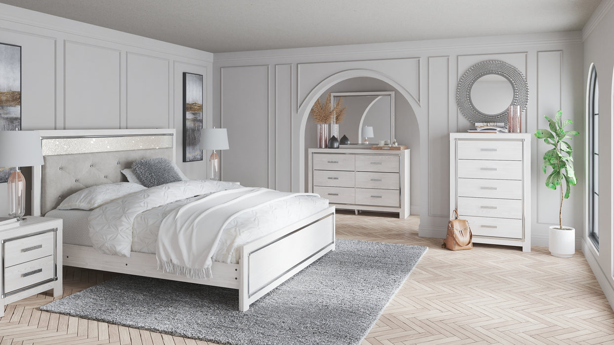 Altyra King Panel Bed with Mirrored Dresser