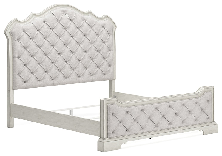 Arlendyne California King Upholstered Bed with Mirrored Dresser