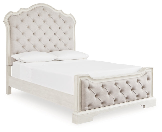 Arlendyne Queen Upholstered Bed with Mirrored Dresser, Chest and 2 Nightstands