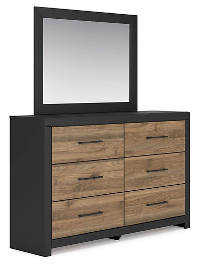 Vertani Twin Panel Bed with Mirrored Dresser and 2 Nightstands