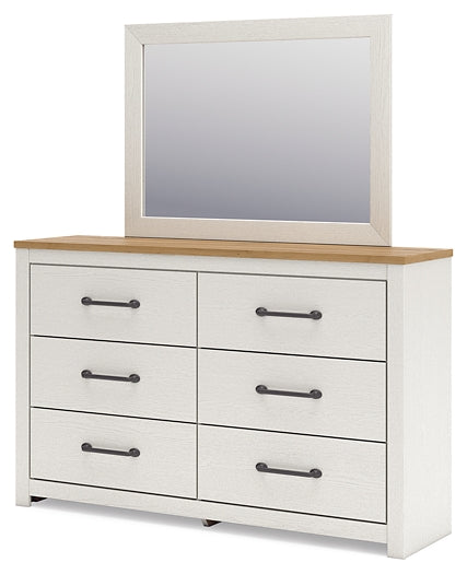 Linnocreek King Panel Bed with Mirrored Dresser